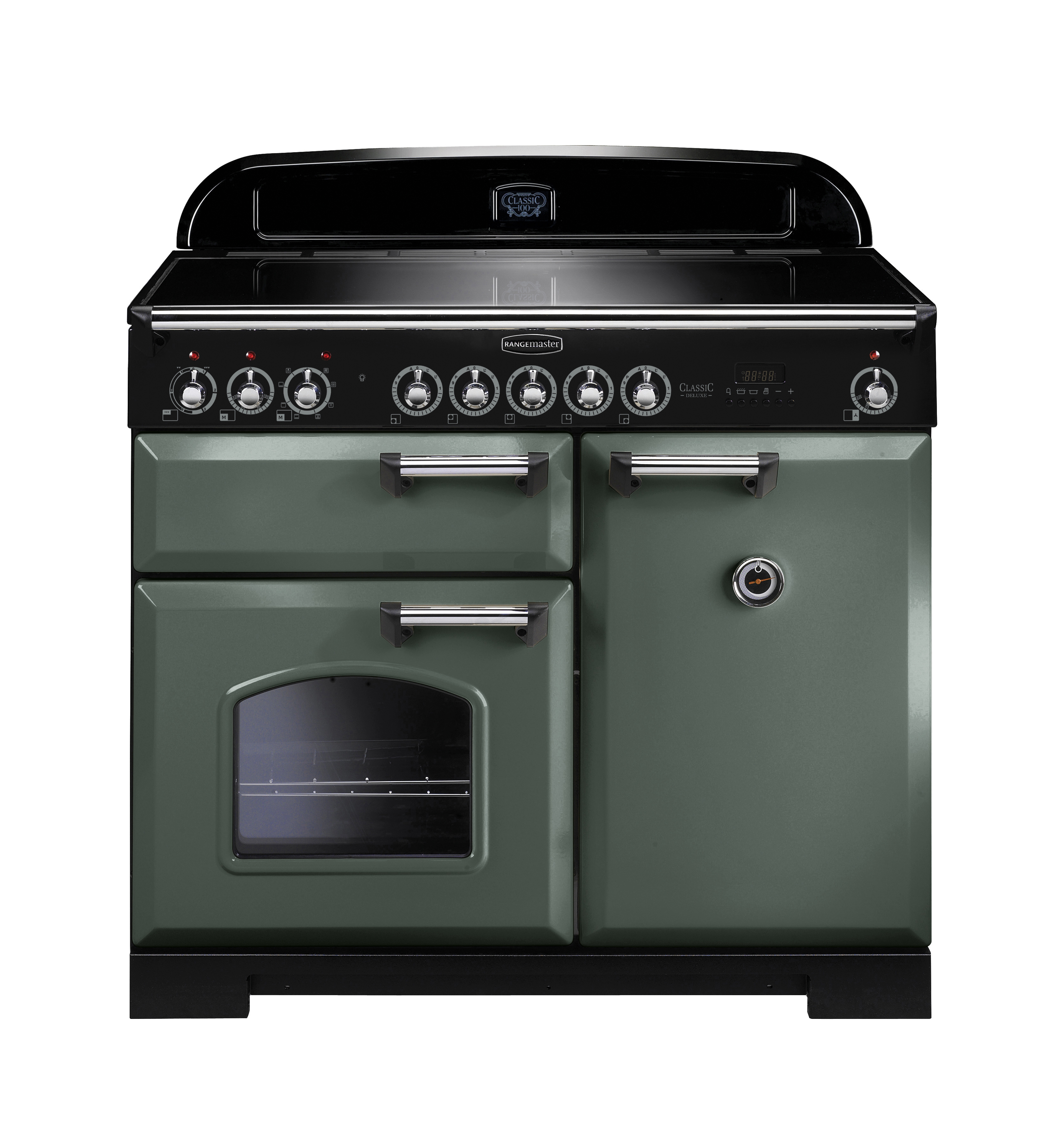 Rangemaster CDL100EIMG/C Classic Deluxe 100cm Electric Induction Range Cooker Mineral Green/Chrome