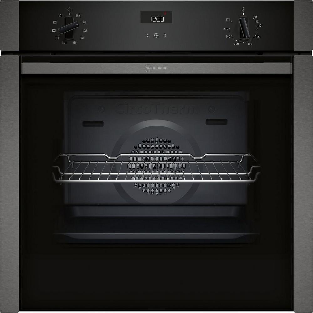 Neff B3ACE4HG0B Built In Electric Single Oven - Black with Graphite Trim