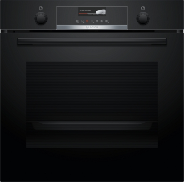 Bosch HRG579BB6B Serie 6 Built-In Single Pyrolytic Oven With Added Steam Function - Black 