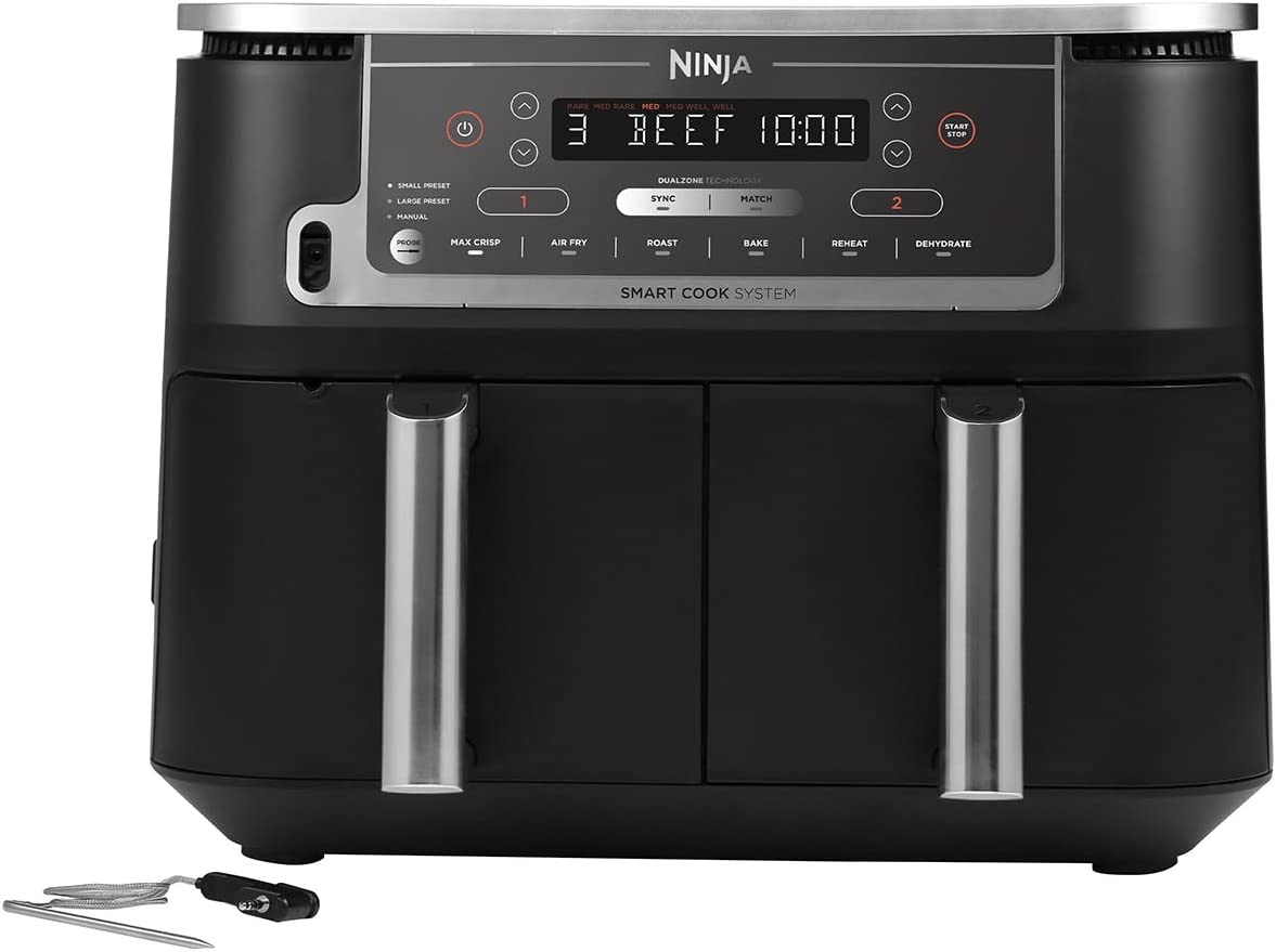 Ninja AF451UK Foodi MAX 9.5L Dual Zone Air Fryer With Smart Cook System and Probe