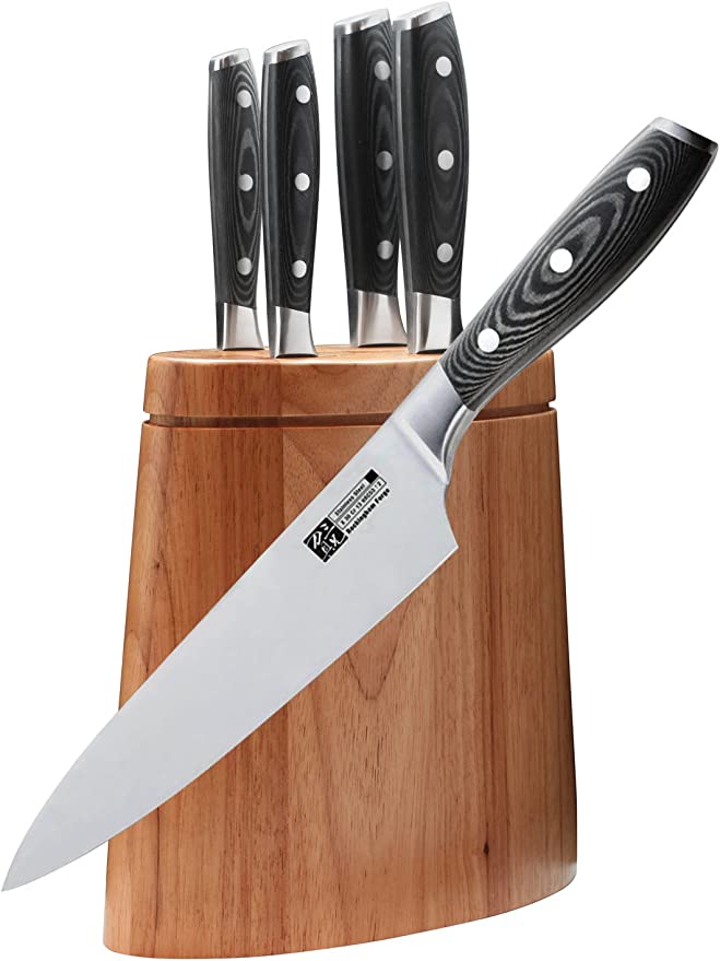 Grunwerg Ltd RF-9100/BLK6 6 Piece Knife Block Set - Black Handle S/S 