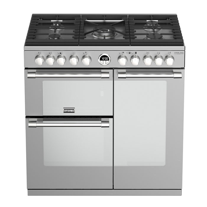 Stoves Sterling Deluxe STRDXS900DFSS 90cm Dual Fuel Range Cooker Stainless Steel
