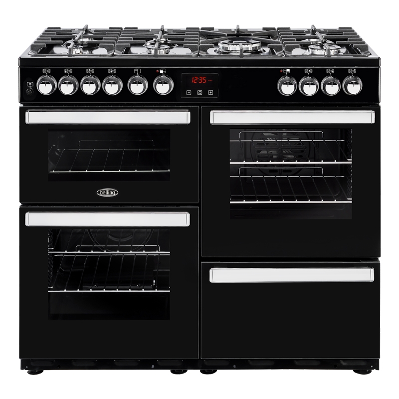 Belling Cookcentre 100DFTBLK 100cm Dual Fuel Range Cooker - Black 444444083