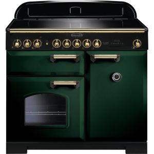 Rangemaster CDL100EIRG/B 100cm Classic Deluxe Electric Induction Racing Green/Brass Range Cooker