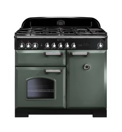 Rangemaster CDL100DFFMG/C Classic Deluxe 100cm Dual Fuel Range Cooker Mineral Green/Chrome