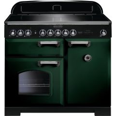 Rangemaster CDL100EIRG/C 100cm Classic Deluxe Electric Induction Racing Green/Chrome Range Cooker
