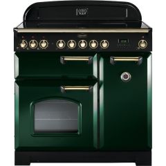 Rangemaster CDL90EIRG/B Classic Deluxe 90cm Electric Induction Range Cooker Racing Green/Brass