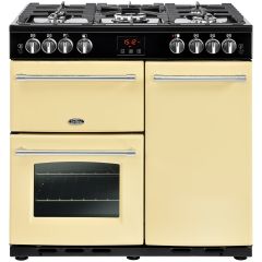 Belling Farmhouse X90G CRM 444411734 90Cm Gas Range Cooker With Electric Fan Oven Cream