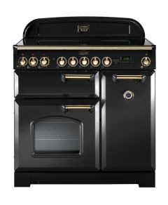 Rangemaster CDL90EICB/B Classic Deluxe 90cm Electric Induction Range Cooker-Charcoal Black/Brass