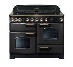 Rangemaster CDL110EICB/B Classic Deluxe 110cm Electric Induction Range Cooker-Charcoal Black/Brass