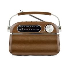 Lloytron N6403WD Vintage Rechargeable Portable Bluetooth AM/FM Radio - Wood Effect