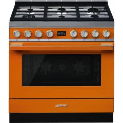Smeg CPF9GPOR Portofino 90cm Dual Fuel Range Cooker-Orange