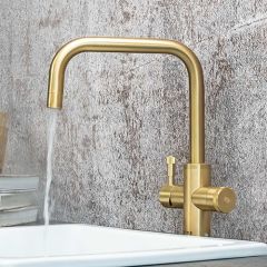 QETTLE Q9202BBPV Signature Modern 4-In-1 Boiling Water Tap 2 Litre Square Spout - Brass