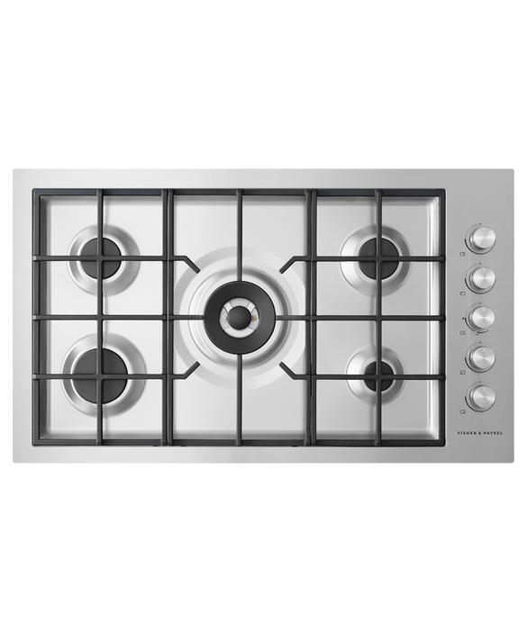 Fisher Paykell CG905DWNGFCX3 900Mm Wide Gas On Steel 5 Burner - Side Mounted Control Knobs 