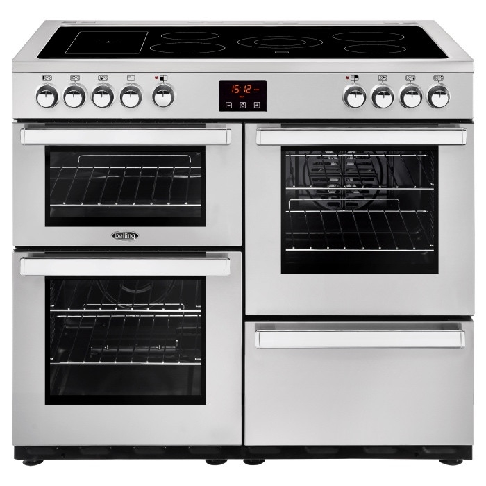 Belling Cookcentre 100EPROFSTA 100cm Electric Ceramic Range Cooker-Professional Stainless Steel 444444084