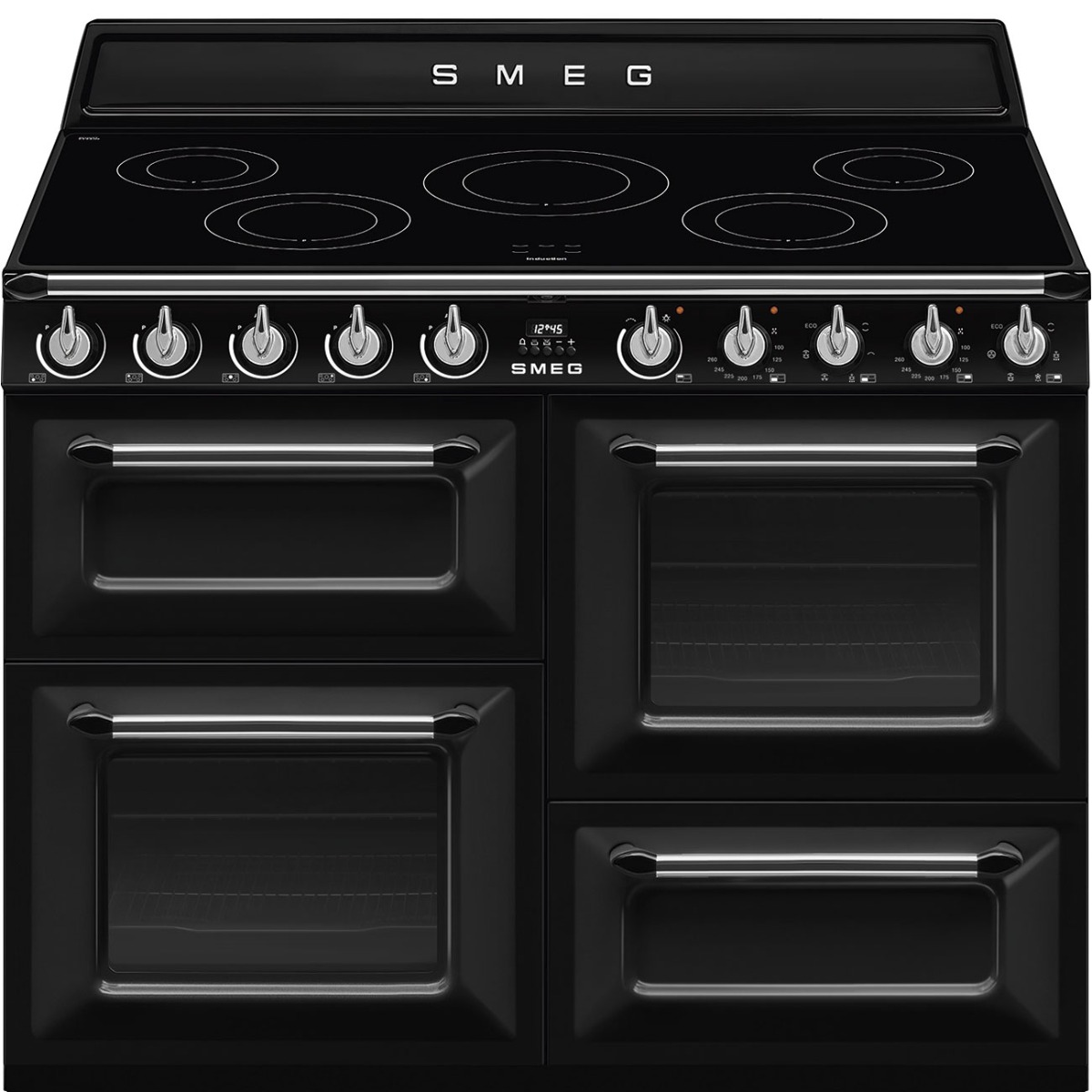 Smeg TR4110IBL2 110Cm Victoria Traditional 4 Cavity Electric Induction Range Cooker - Black